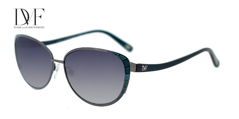 Diane Von Furstenberg DVF805S Gunmetal/Teal w/Green NA
