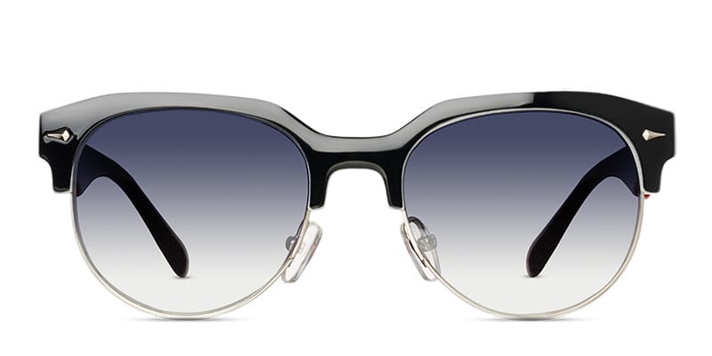 GM 181 Black/White w/Red Round, Browline Full Frame sunglasses - front