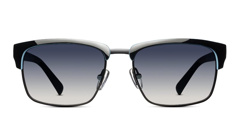 GM 180 Black w/Baby Blue Square, Browline Full Frame sunglasses - front