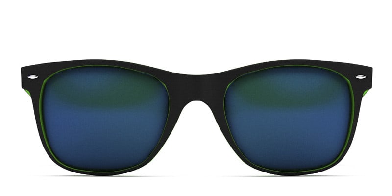 Lenny Black w/Green (non-prescription lenses) Square, Wayframe Full Frame sunglasses - front
