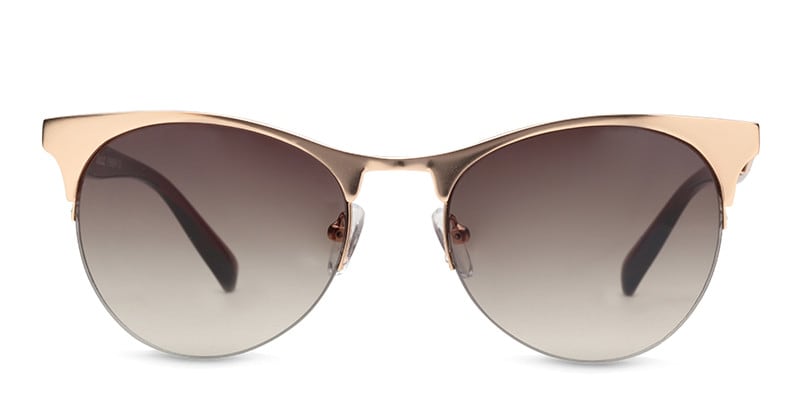 Zane Rose Gold/Brown Round, Cat Eye, Browline Half Frame sunglasses - front