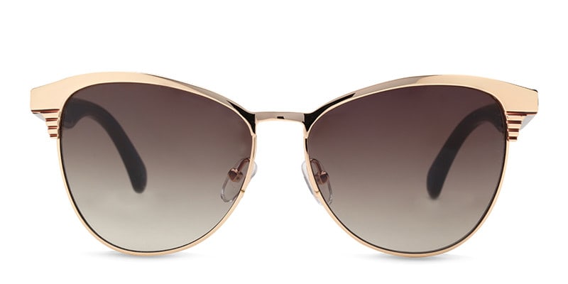 Jessica Shiny Gold NA Oversized, Browline, Geometric Full Frame sunglasses - front