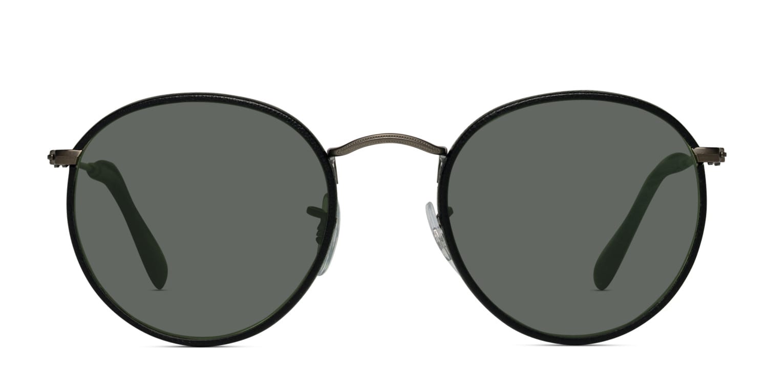 Ray-Ban 3475Q Black w/Gunmetal Leather NA Round Full Frame sunglasses - front