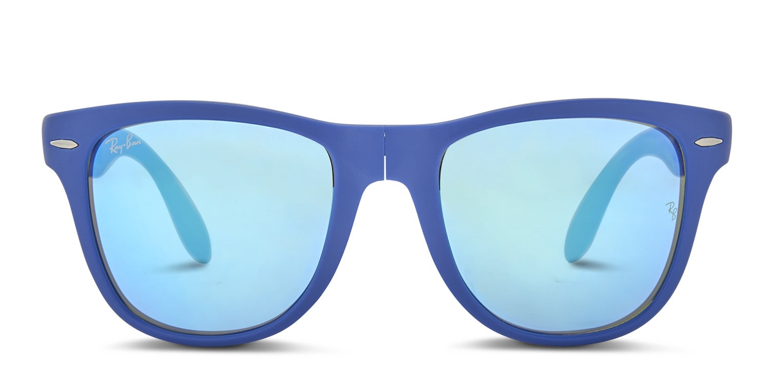 Ray-Ban 4105 Folding Wayfarer Large Blue  Square, Wayframe Full Frame sunglasses - front