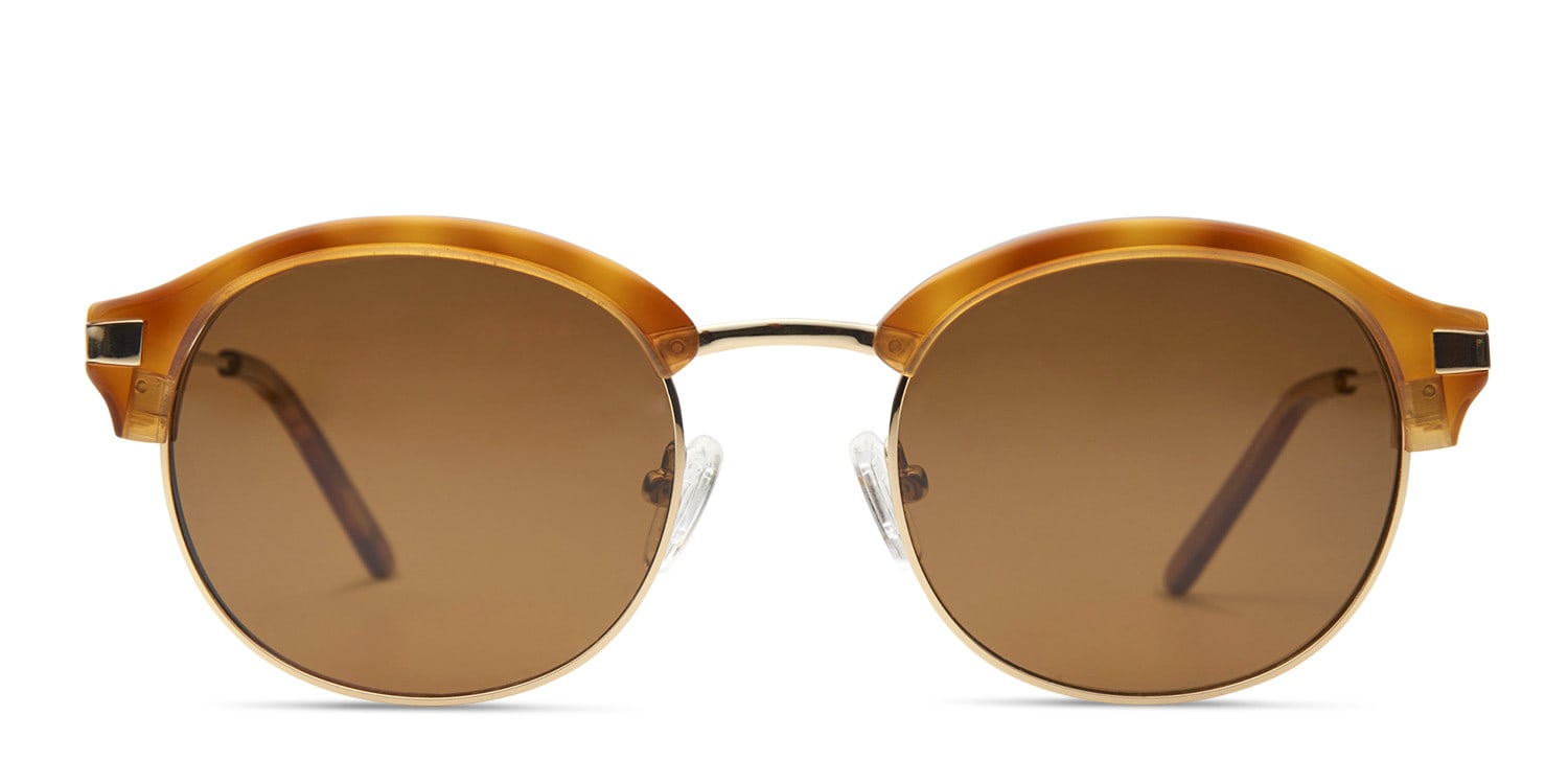 Honor Brown w/Gold NA Round, Browline Full Frame sunglasses - front