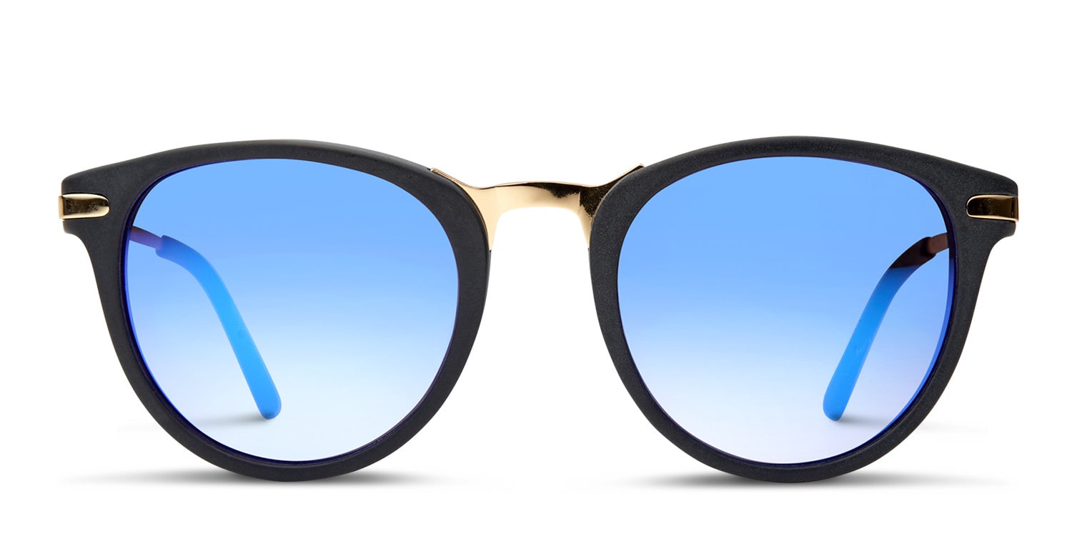 Bristol Black w/Gold Round Full Frame sunglasses - front