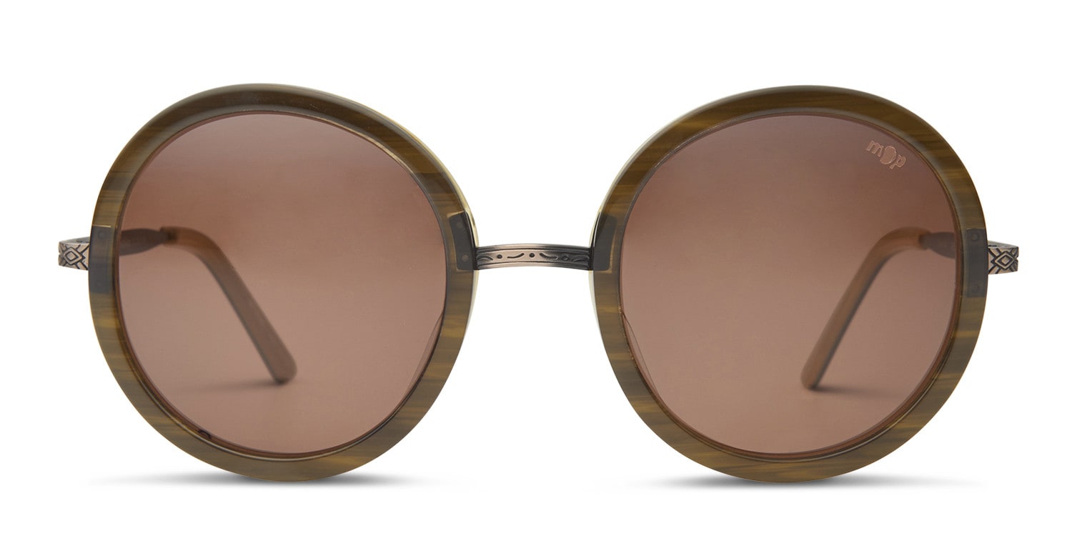 Monticello Green Round Full Frame sunglasses - front