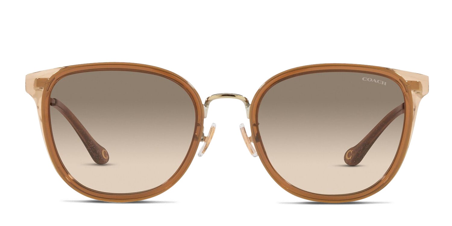 Coach HC7135 gold, brown frame with light brown grey gradient lenses