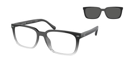 Coach HC8357U w/Clip-On Black, Clear glasses - Black / Clear - Angle View