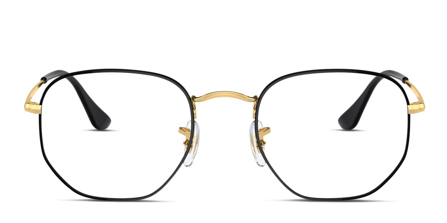 Ray-Ban RX6448 Hexagonal Black, Gold glasses - Black / Gold - Frontal View