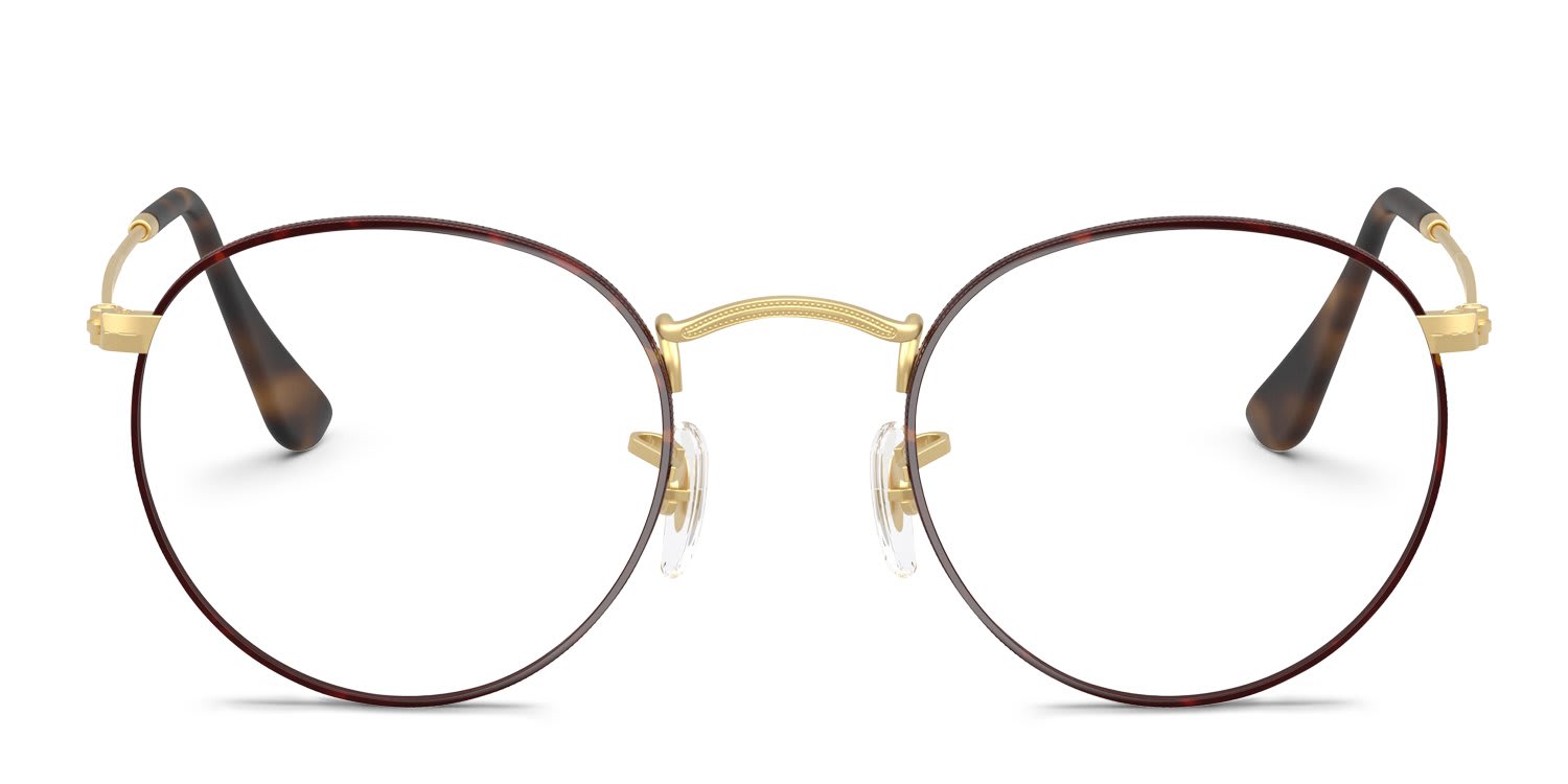 Ray-Ban RX3447V Round Metal Brown, Tortoise, Gold glasses - Brown / Tortoise / Gold - Frontal View