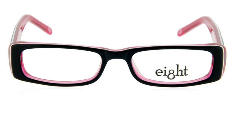 Eight AK24B Black w/Clear Pink NA Rectangle Full Frame sunglasses - front