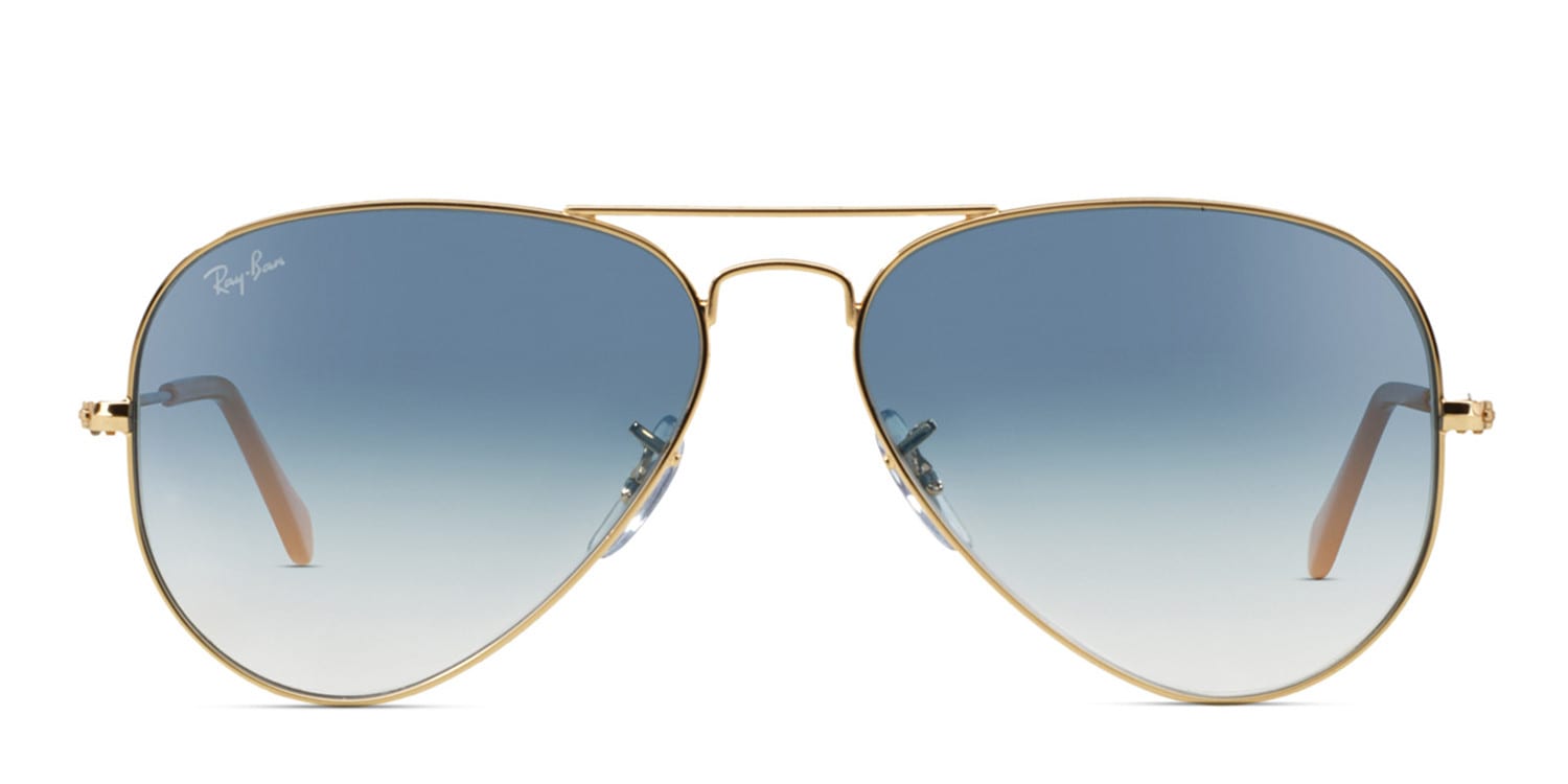Ray-Ban RB3025 Aviator Large Metal Gold, Blue, Beige glasses - Gold / Blue / Beige - Frontal View