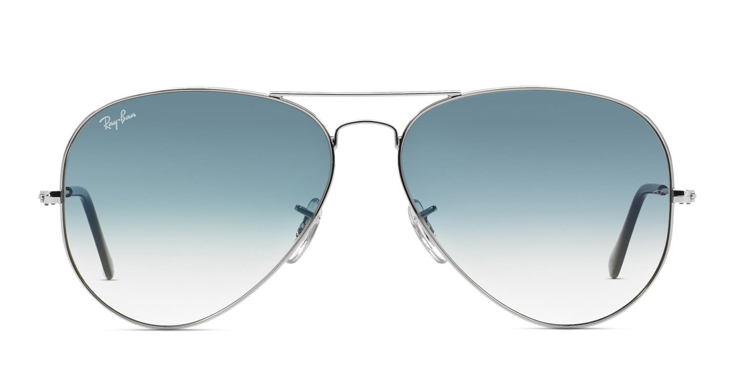 Ray-Ban RB3025 Aviator Large Metal Silver, Blue, Black glasses - Silver / Blue / Black - Frontal View