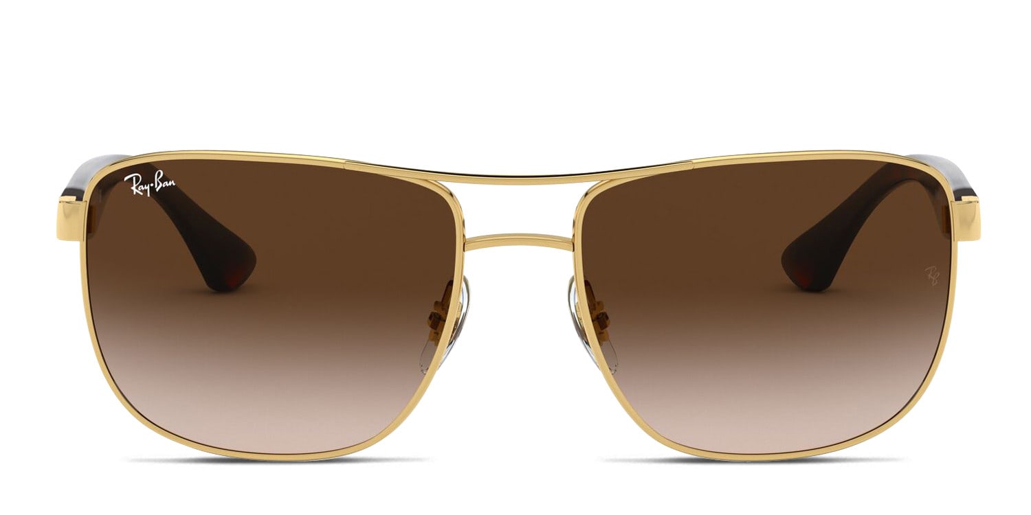 Ray-Ban RB3533 gold frame with brown gradient dark brown lenses. Lenses ...