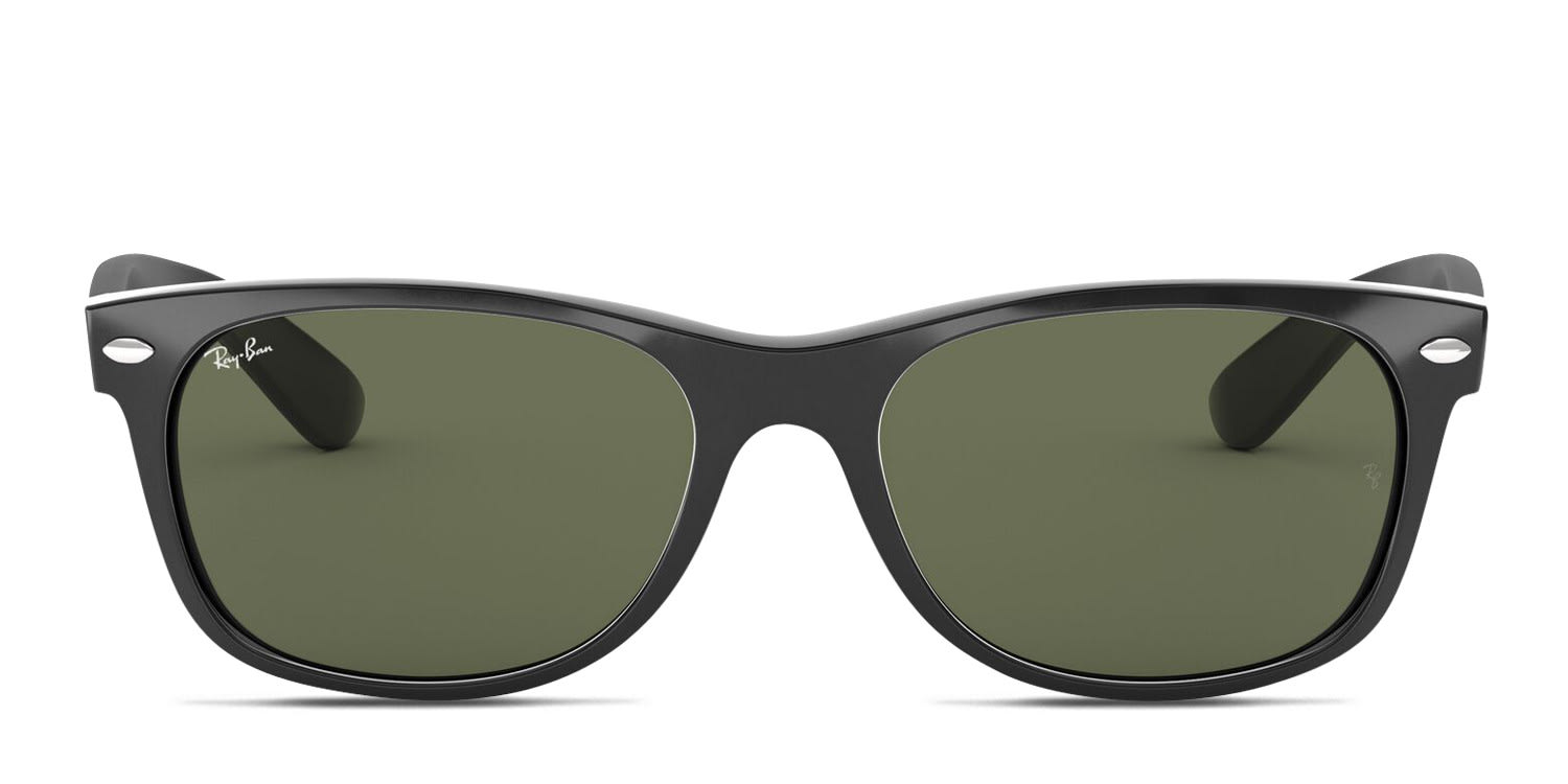 Ray-Ban RB2132F New Wayfarer (A) Black, Green glasses - Black / Green - Frontal View