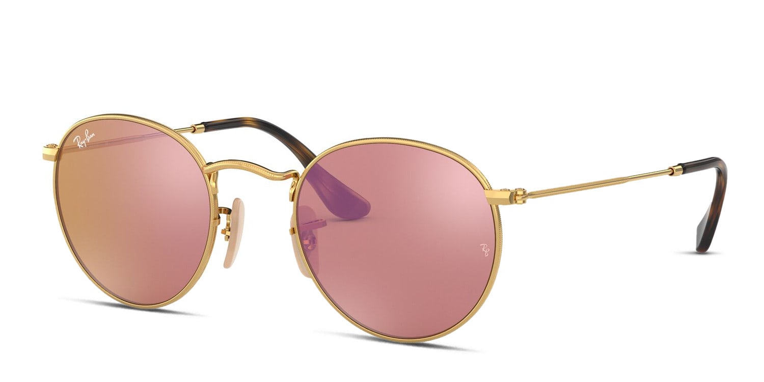 Ray Ban Rb3447n Round Metal Goldpink Sunglasses 