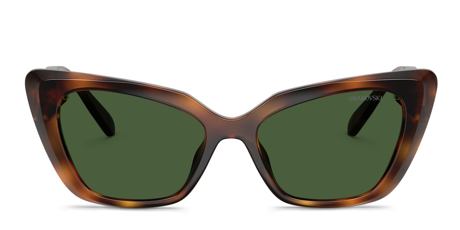Swarovski SK6047 Tortoise, Green glasses - Tortoise / Green - Frontal View