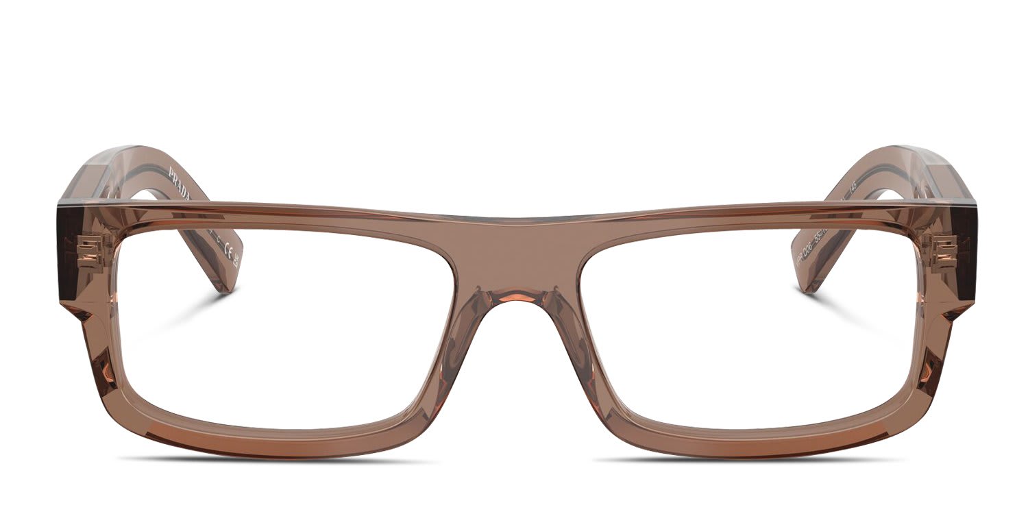 Prada PRD06V Brown, Clear glasses - Brown / Clear - Frontal View