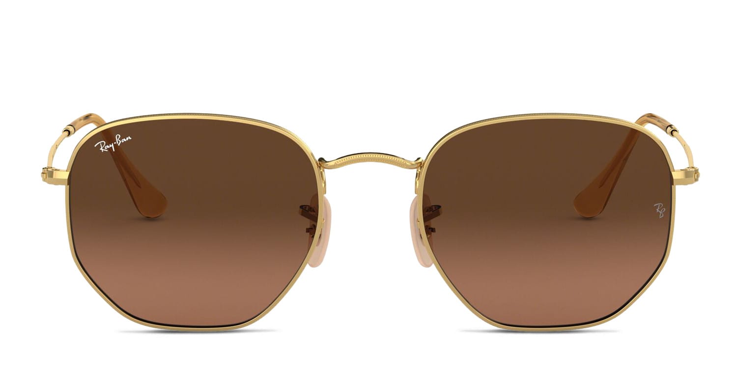 Ray-Ban RB3548N Hexagonal Brown , Gold , Gray glasses - Brown / Gold / Gray - Frontal View