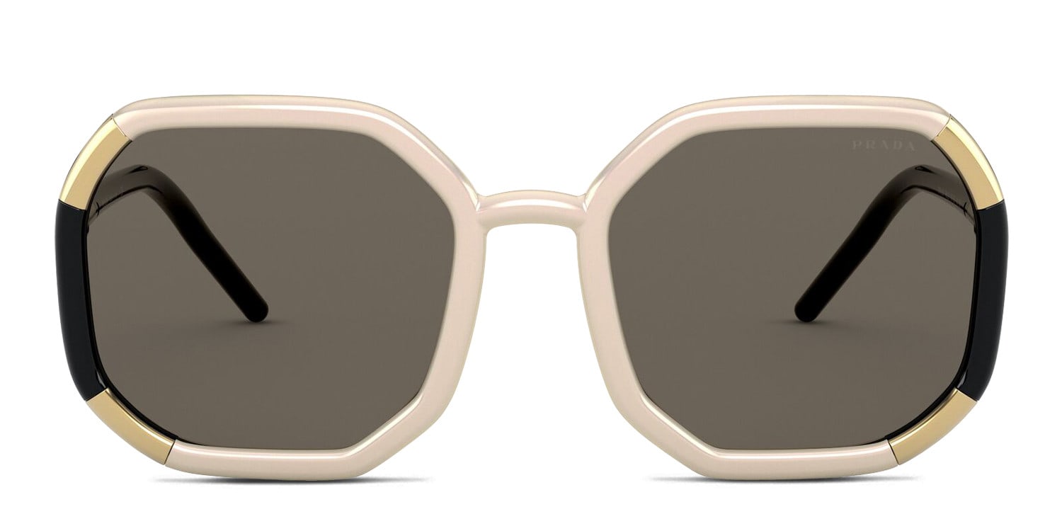 Prada PR20XS white frame with dark brown lenses. Lenses provide 100 UV
