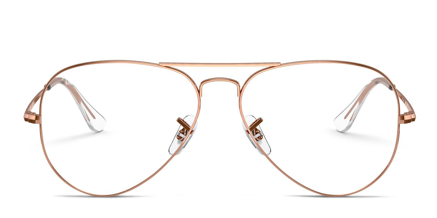 Ray-Ban RX6489 Aviator Pink, Gold glasses - Pink / Gold - Frontal View