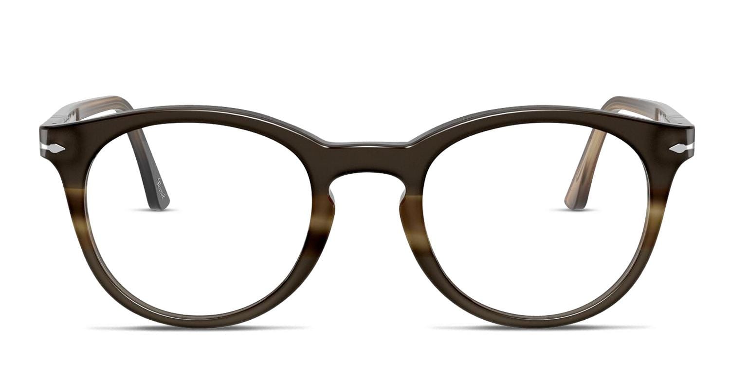 Persol PO3259V Brown/Tortoise/Gray Round Full Frame eyeglasses - front