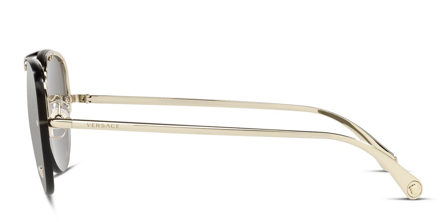 Versace VE2231 gold frame with light grey mirrored silver lenses