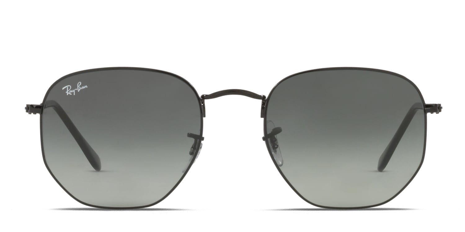 Ray-Ban RB3548 Hexagonal black frame with grey gradient lenses. Lenses ...