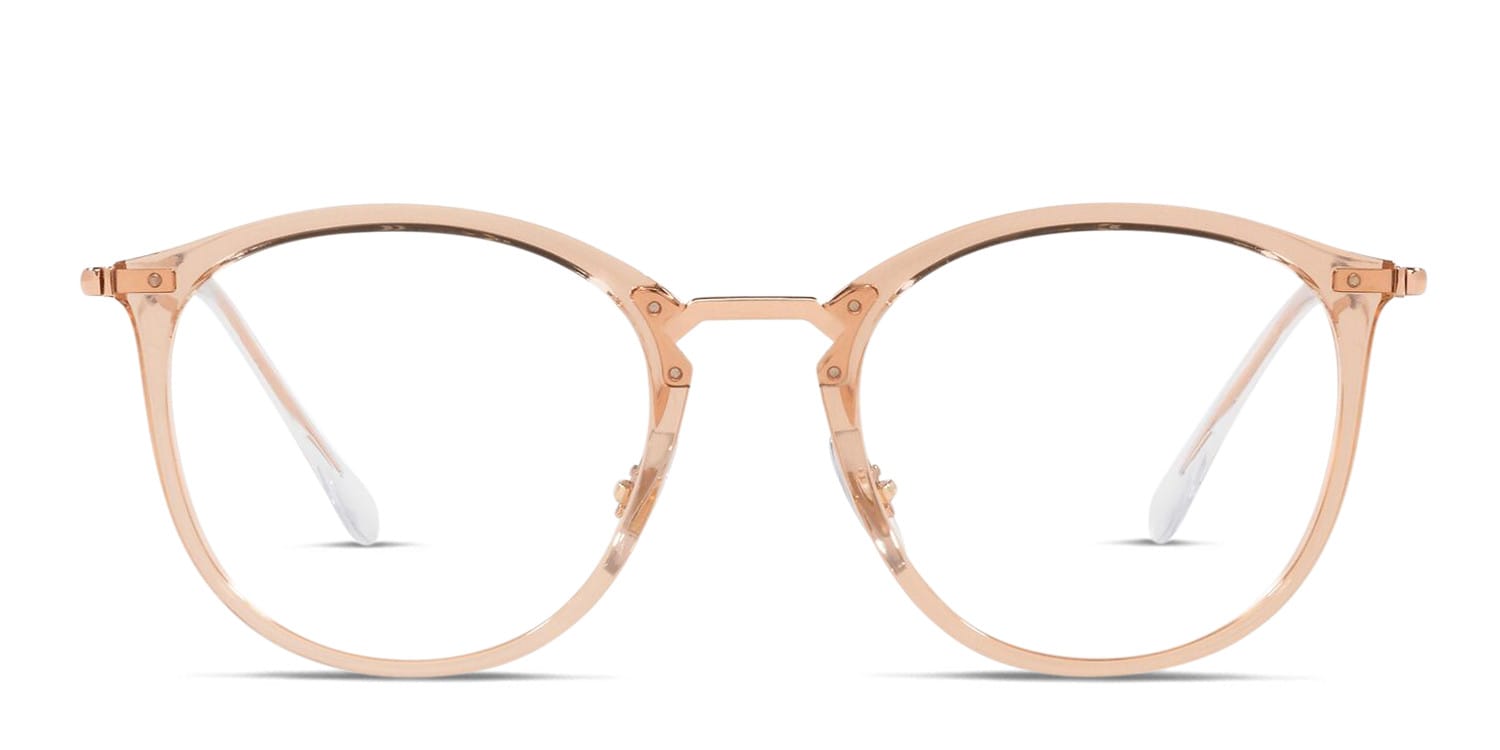 Ray-Ban RX7140 Brown, Clear, Rose Gold glasses - Brown / Clear / Rose Gold - Frontal View