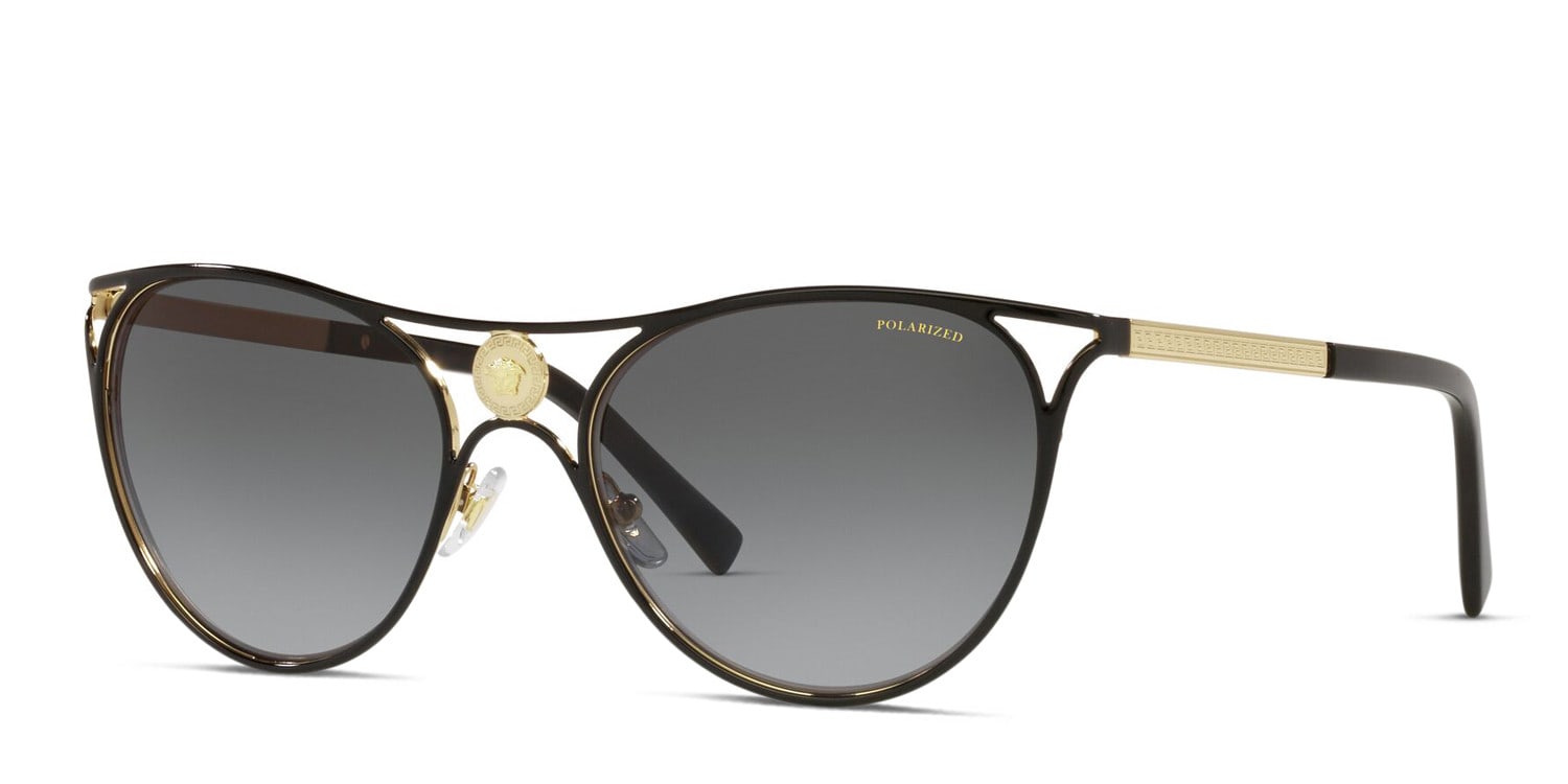 Versace VE2237 black, gold frame with polarized grey gradient lenses ...
