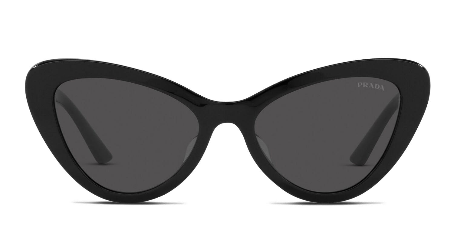 Prada PR13YS black frame with dark grey lenses. Lenses provide 100% UV
