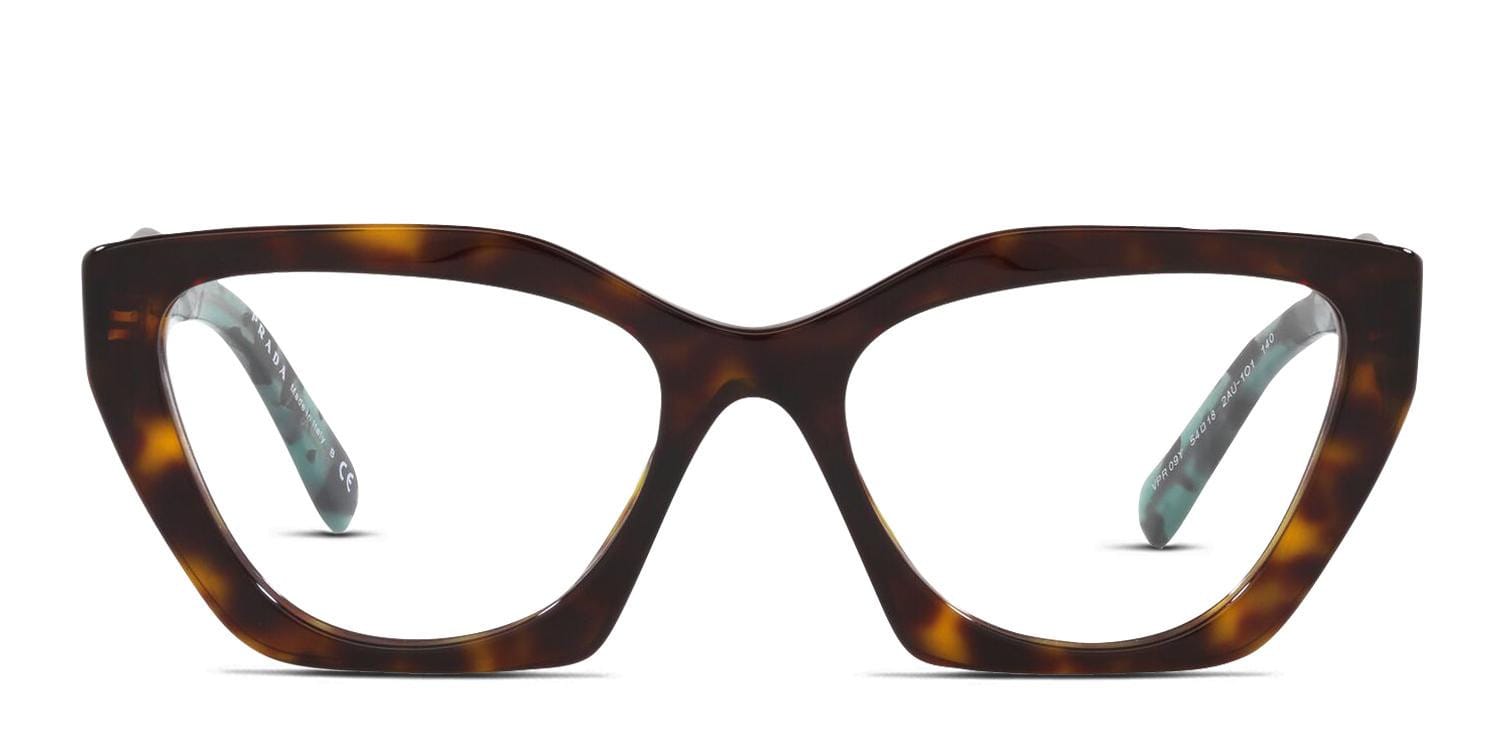 Prada PR 09YV Brown/Tortoise Cat Eye, Geometric Full Frame eyeglasses - front