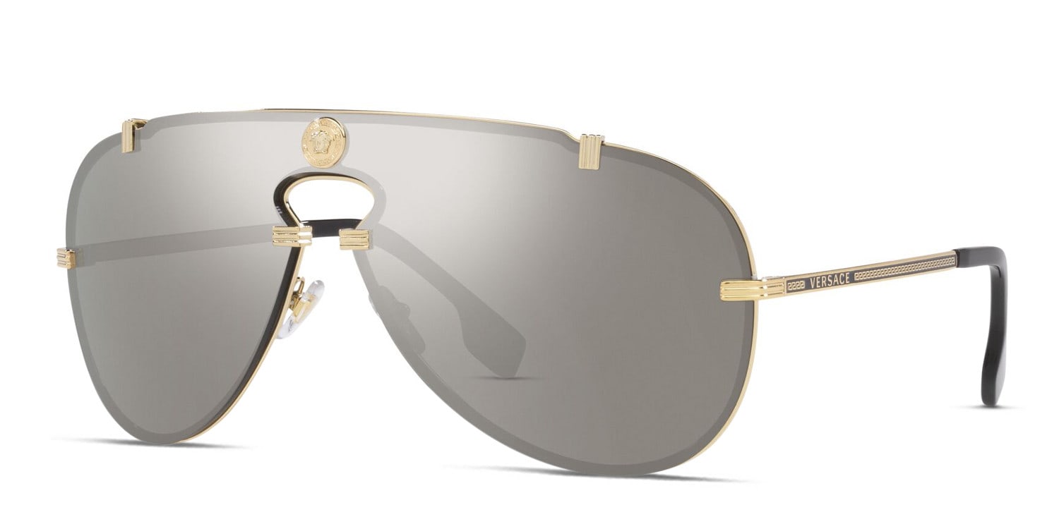 Versace VE2243 gold frame with light grey mirrored silver lenses