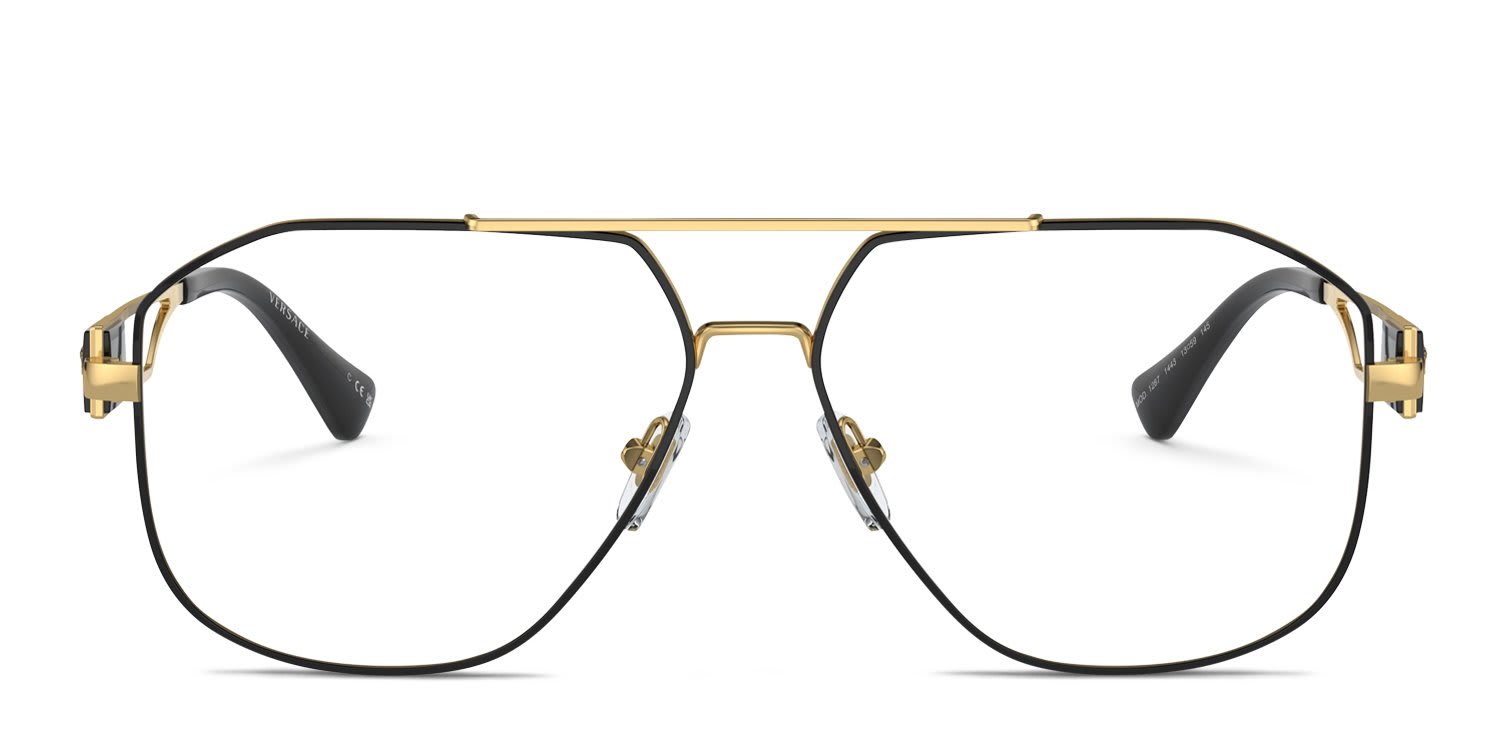 Versace VE1287 Black, Gold glasses - Black / Gold - Frontal View
