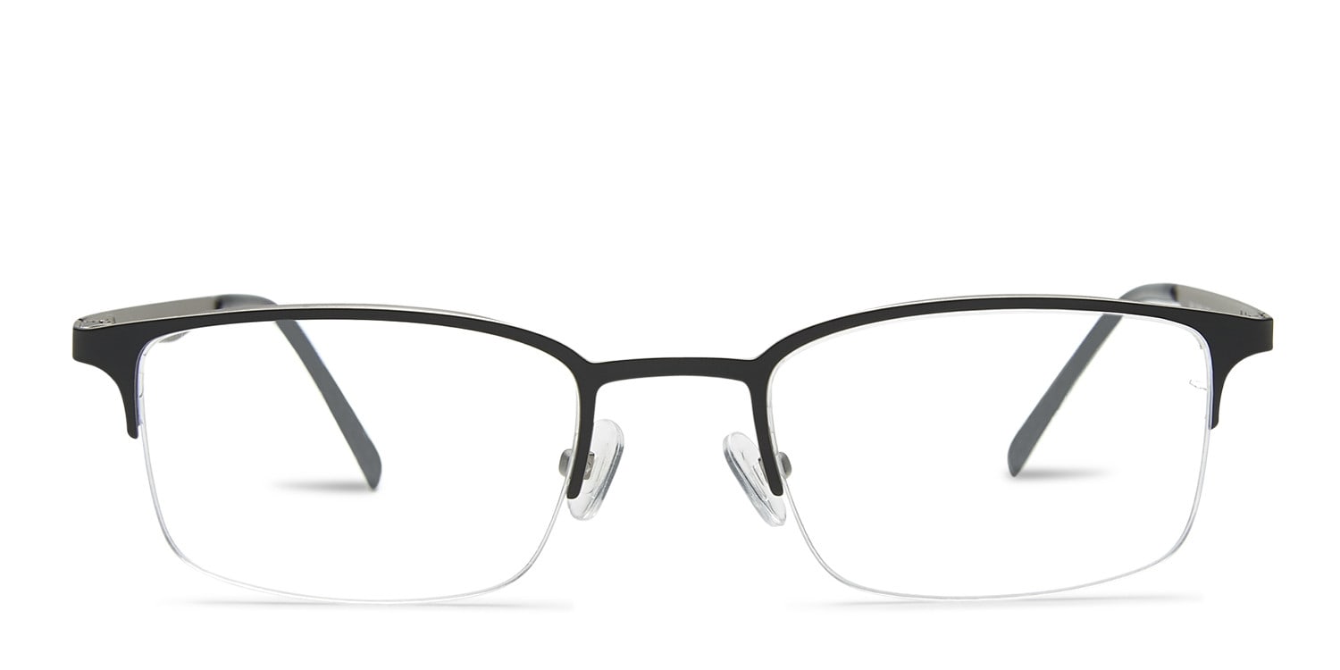 Dale Black Square, Browline Half Frame eyeglasses - front