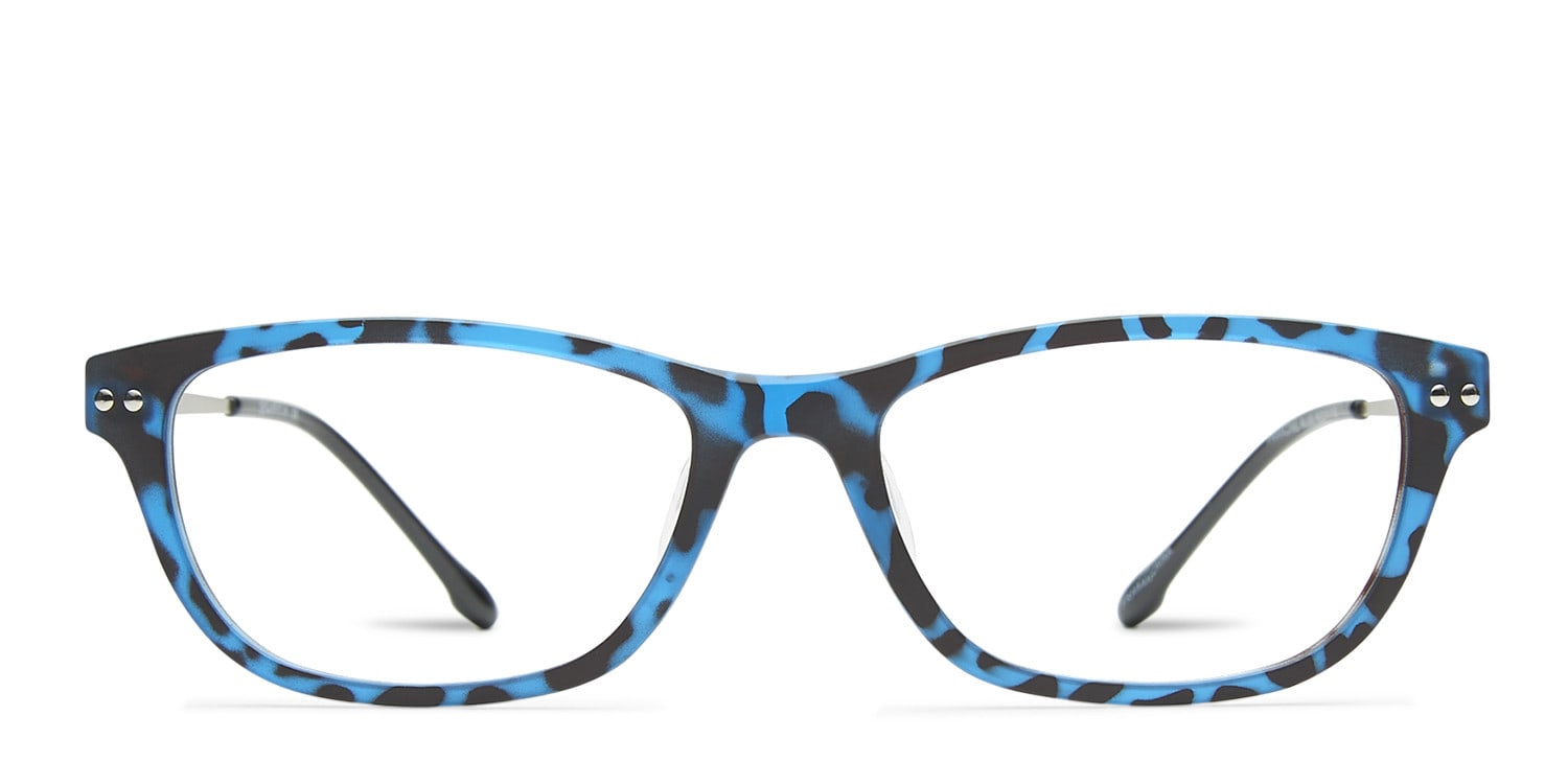 Francine Leopard Blue Geometric Full Frame eyeglasses - front