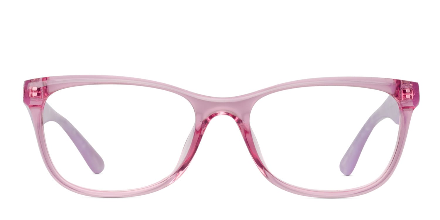 Emmanuelle Clear Pink Rectangle, Cat Eye Full Frame eyeglasses - front