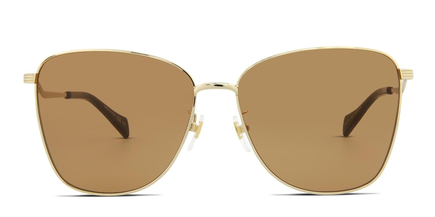 Gucci GG0970S Gold/Brown Cat Eye, Oversized Full Frame sunglasses - front