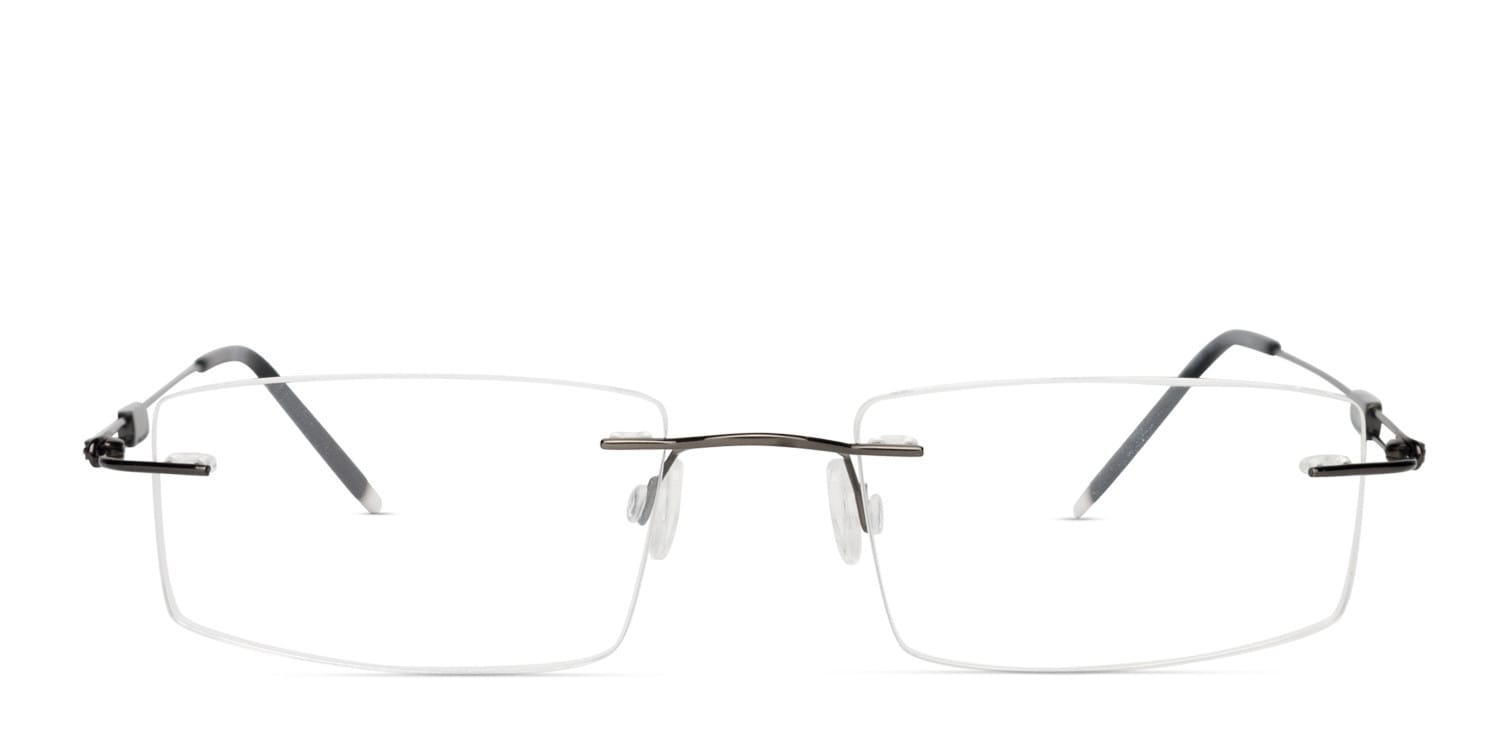 Muse M7580 Shiny Black Rectangle Rimless eyeglasses - front