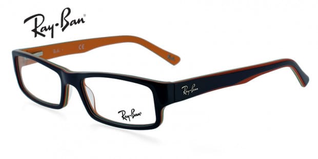 Ray Ban 5246 Black W Orange Prescription Eyeglasses