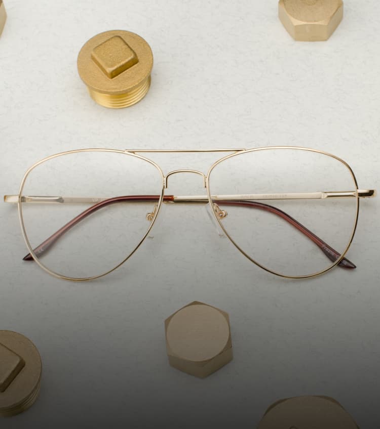 Gold fashion designer glasses