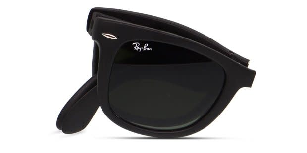 Ray-Ban RB4105 Foldable Wayfarer Black w/Green Prescription Sunglasses