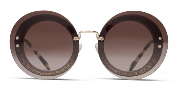 Miu Miu SMU 10RS Reveal Brown w Gold Prescription Sunglasses