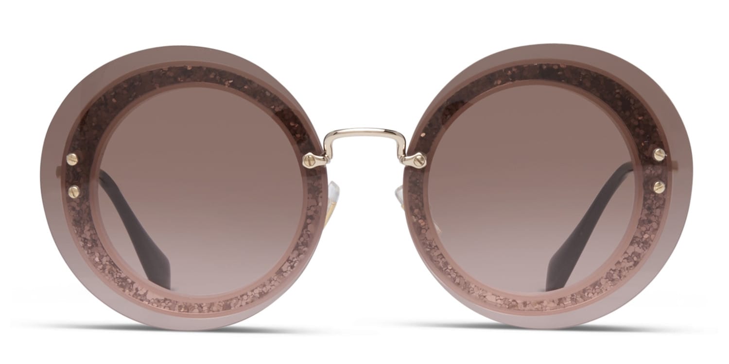 Miu Miu SMU 10RS Reveal Pink w/Gold glasses - Pink / Gold / Glitter - Frontal View