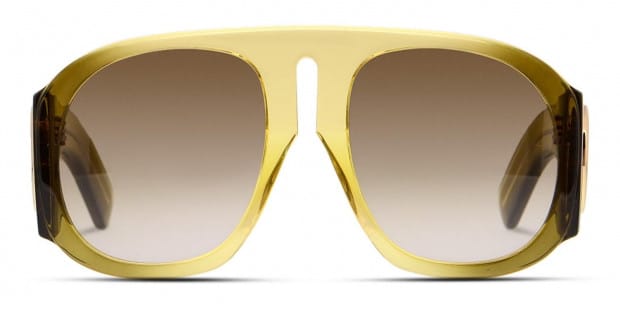 Gucci GG0152S Clear w Olive Prescription Sunglasses