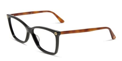 Gucci GG0025O Black w/Brown glasses - Black / Brown - Angle View