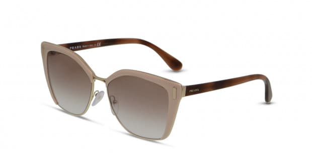 Prada PR 56TS Beige w Gold Brown Prescription Sunglasses