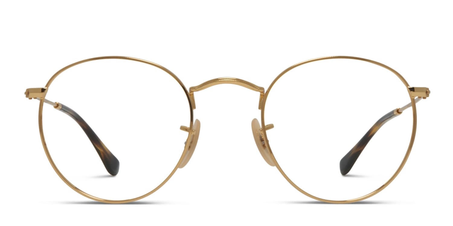 Ray-Ban RX3447V Round Metal Gold Eyeglasses | Includes FREE Rx Lenses