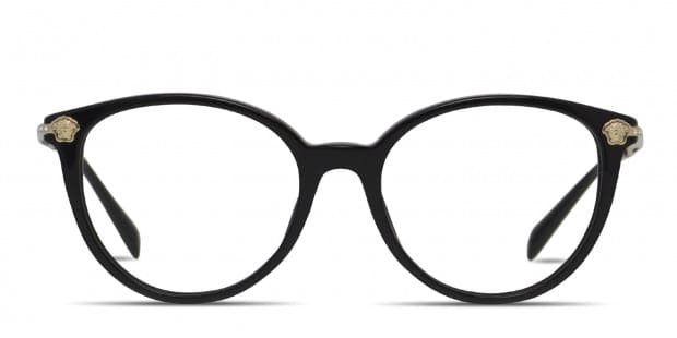 Versace VE3251B Black w Gold Prescription Eyeglasses